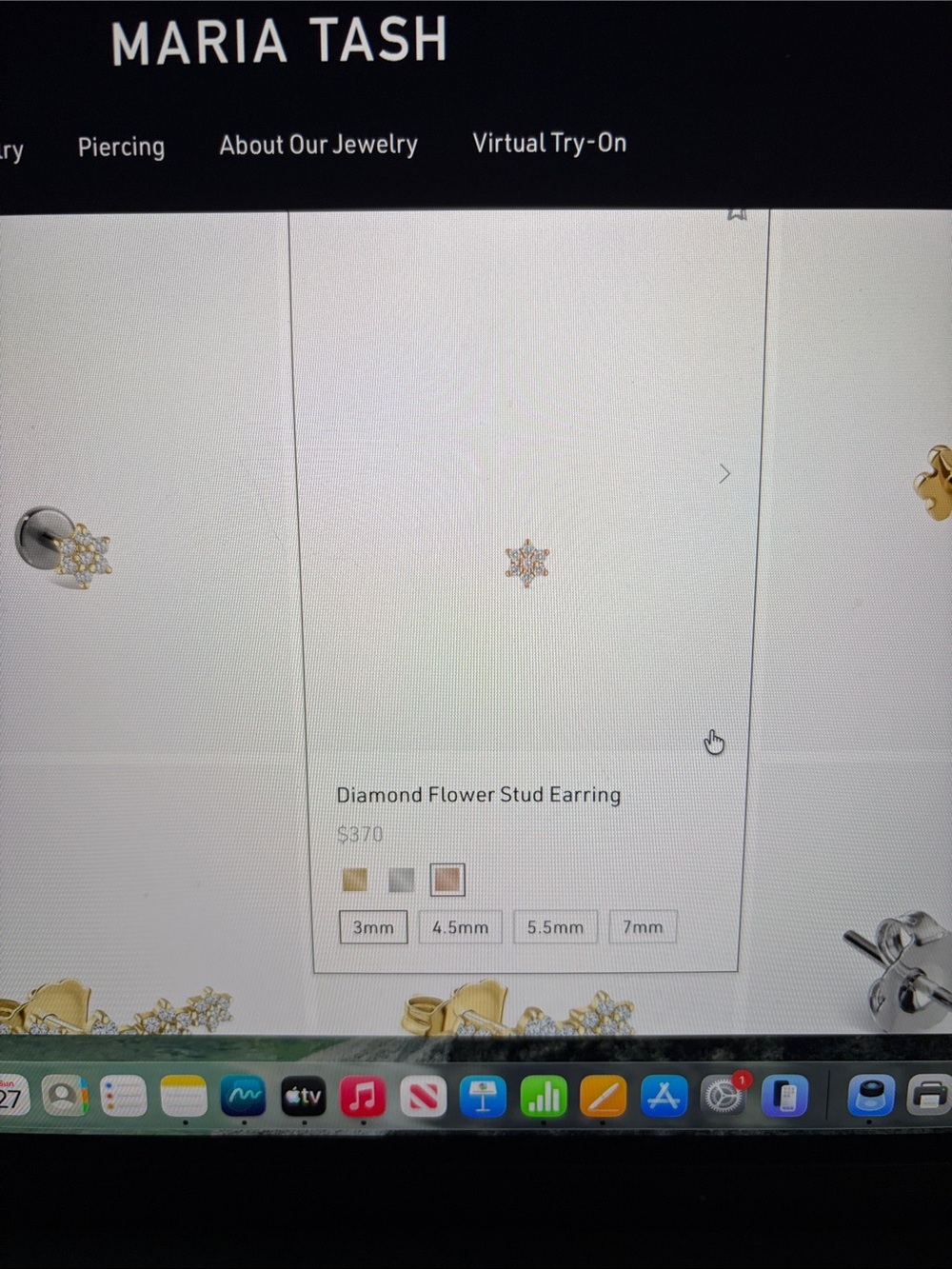 Maria Tash Gold Diamond Flower Stud Earring - Rose gold